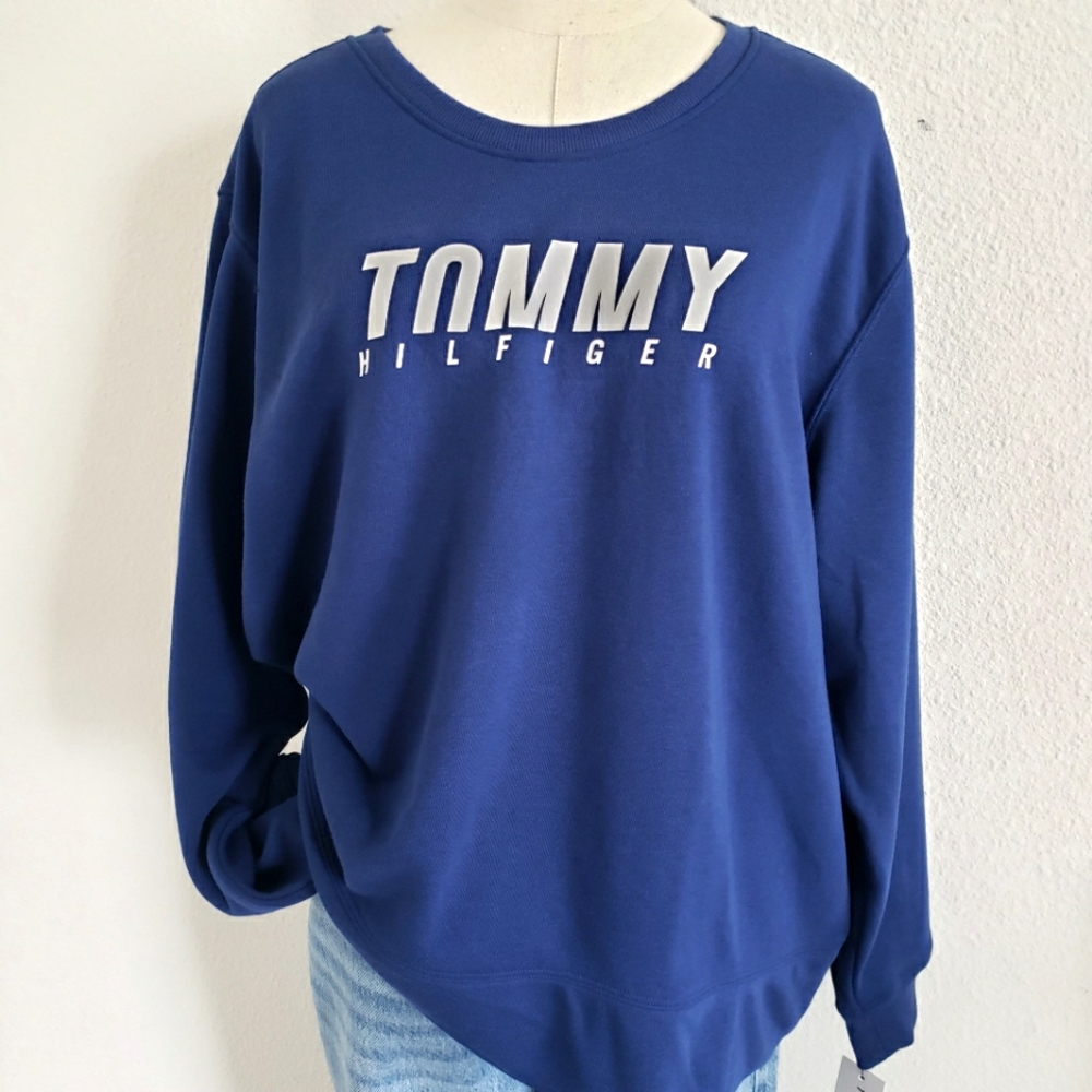 TOMMY HILFIGER Sport Blue Long Sleeve Branded Sweatshirt--NWT--1X